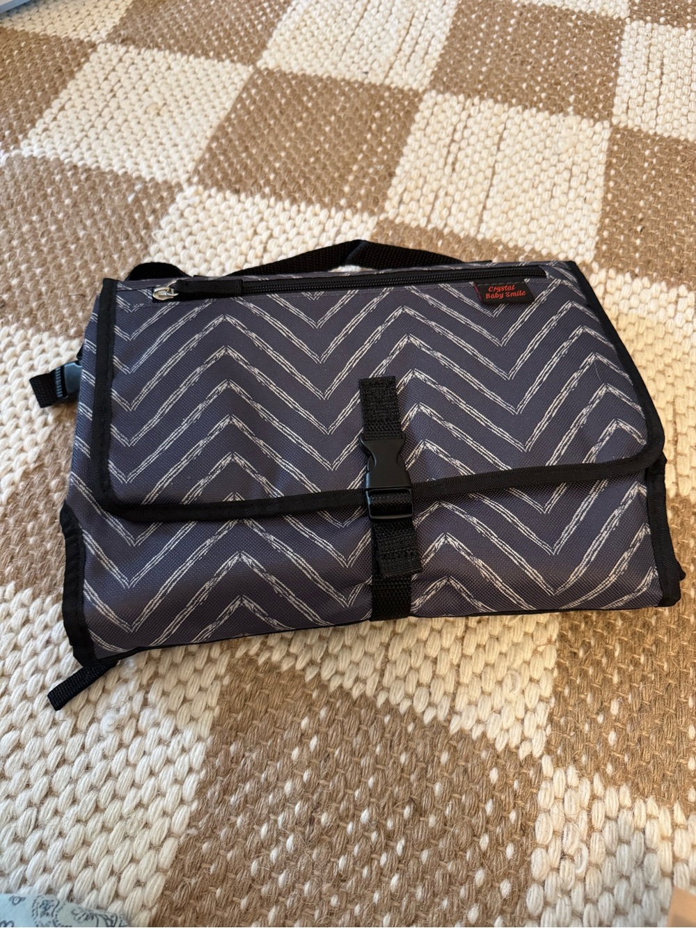 Unbranded Kids Navy Chevron Foldable Toiletry Bag with Carry Strap